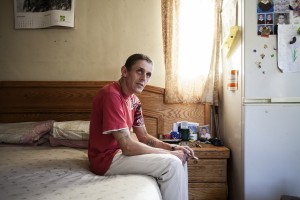 Danie Theart in his house.