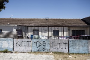 Gang related graffiti on the walls to show who the territory belongs to.